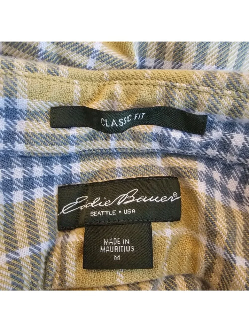 Eddie Bauer Button Up Shirt Mens M Yellow Plaid Long Sleeve Cotton Top Casual - Picture 6 of 11